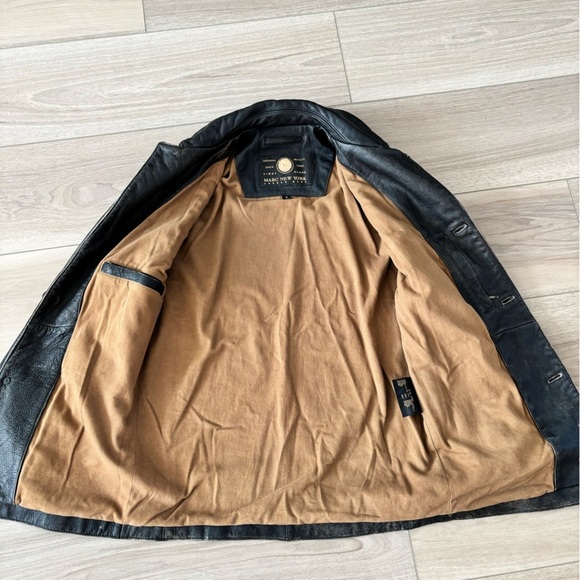 Vtg Marc New York Andrew Marc Mens Small Distressed Leather Heavy Jacket Brown - Picture 6 of 12